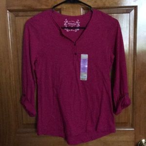 Pink quarter button down long sleeve
